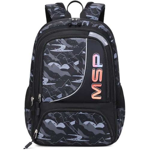 Hairao Kids Backpack for Boys Elementary Primary Middle School Bags for 8-12 Years for Teens Childs Comfortable Bookbags Lightweight Durable Gifts(Black)