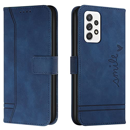 Lihondar Capa para Samsung Galaxy A52S 5G/ A52 4G/5G, capa Samsung A52S 5G/ A52 4G/5G com tampa e carteira, capa tipo livro Flip Case Wallet, telemóvel cobertura de pele protetor (azul)