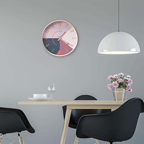 Image of TEKCOOL Wall Clock 12 inch Silent Quartz Decorative Wall Clock Non-Ticking Classic Digital Clock Battery Operated Round Easy to Read Handheld Complete Home /Kitchen /Bedroom(406);