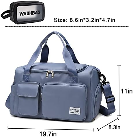 Small Gym Bag & Toiletry Bag, Travel Duffel Carry On Weekender Bag with Shoe Compartment, 04#Blue