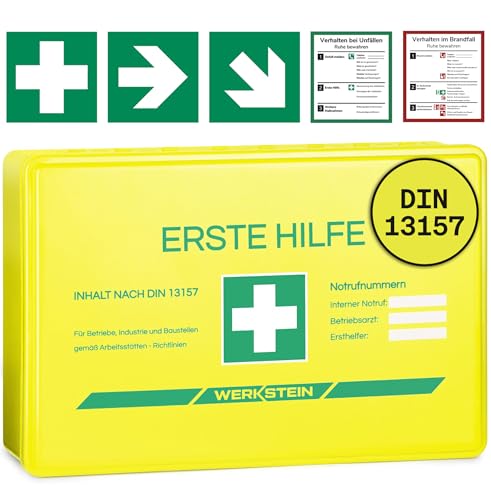 WERKSTEIN® Erste Hilfe Verbandskasten Gelb inkl. Wandhalterung...