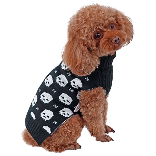 Cutebone Skull Dog Sweater For Small Dogs Pet Winter Clothes Pullover Puppy Warm Knitwear With Harness Hole #TOP6