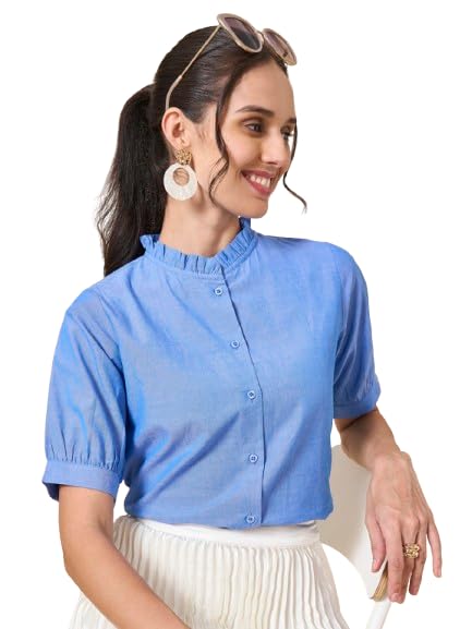 Image of Style Quotient Women Solid Beige Regular Fit Flex Formal Shirt