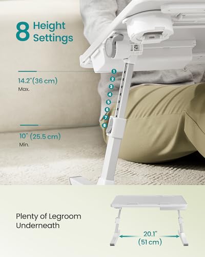 Image of SONGMICS Bed Laptop Desk, Foldable Bed Desk for Laptop, 15.7 x 22 Inches Large Desktop, 120 Stepless Tilt, Adjustable Height, Cup Holder, Tray, Portable Bed Sofa Table, Gray ULLD113GZ01