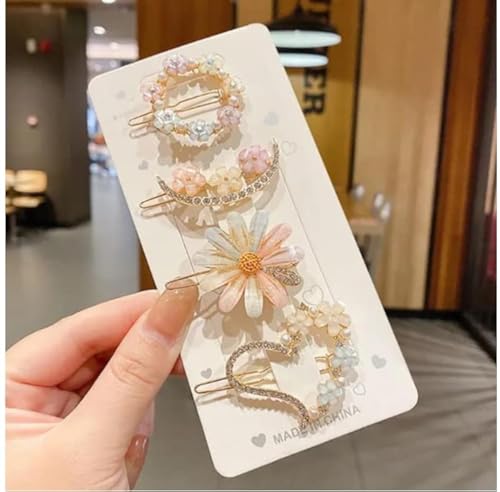 Xiyantiji Rhinestone Hair Clips Girls Hair Accessories Heart Flower Hair Clips Cute Hair Styling Accessories For Women Teen Girls Moon Hair Barrettes Metal Hair Pins Non Slip 4Pcs cover