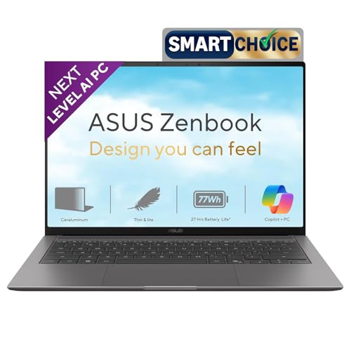 ASUS Zenbook S14 (2026),Smartchoice,Intel Core Ultra 7 355 (Series 3),16GB RAM,512GB SSD,3K OLED,Touchscreen, 14"(35.5 cm),Win 11,M365 Basic(1Y),Office 24, Gray,1.2 Kg,UX5406AA-SU361WS,Copilot+ PC
