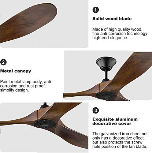Ycgu 70" Modern Large Outdoor Ceiling Fan No Light With Remote Control, Rustic Farmhouse 3 Blades Ceiling Fan Damp Rated Patio Exterior Porch Gazebo Ceiling Fan, Silent Dc Motor (70-Inch, Walnut) #TOP5