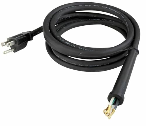 Coiled black 8 ft replacement power cord with 3-prong plug — an 8 ft lead reaches further than the stock cord on most Skil worm drives