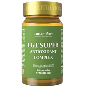 LUXNUTRITION L-Ergothioneine Super Antioxidant Complex | 5:1 Concentration Rhodiola with 5% Salidroside | Patented 99.9% 25mg Ergothioneine | Supports Cognitive Function, Mitochondria & Anti-UV Protection | 60 Capsules | Made in Canada