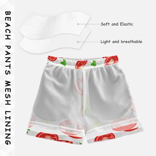 DOMIKING Fruit Slices Dotted White Toddler Boys' Swim Trunks Mesh Lining Swim Shorts for Child Boy Adjustable Waist4