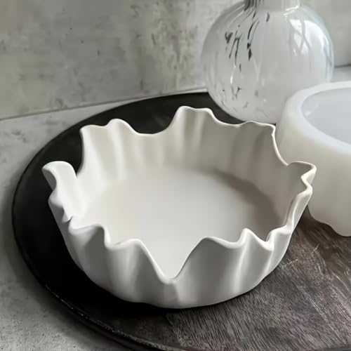 Large Irregular Wave Edge Tray Silicone Resin Mold, Asymmetric Rim Storage Dish Epoxy Casting Mold for DIY Plaster Clay Craft, Dresser Jewelry Catchall, Home Table Decor & Handmade Housewarming Gift
