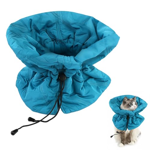 Hopton Halskrause Katze Einstellbare Katzenkragen Weich Kragen Katze Halskragen für Katzen Hunde Nach Operationen und Leckschutz Von Wunden (Blau M(20-35CM)