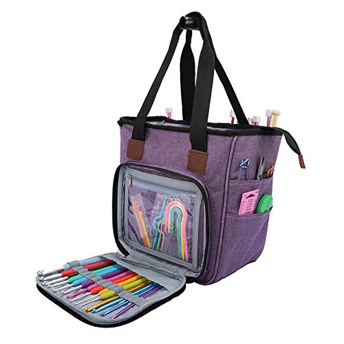 Knitting Tote Bag, Portable Yarn Storage Carrying Bag Knitting Needles Crochet Hooks Organizer, Perfect Gift for Knitters or Crocheting