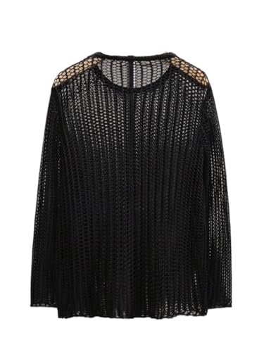 men's pullover sweaters Solid Open Knit Top