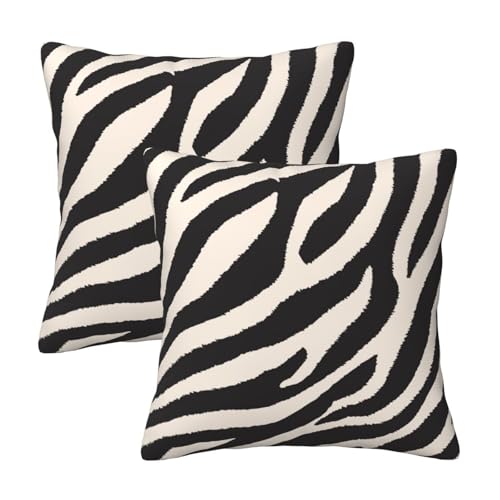 HOSTECCO Lot de 2 housses de coussin décoratives modernes en velours à rayures pour canapé, chambre à coucher, salon - Motif zébré - 45 x 45 cm