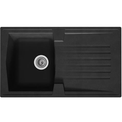 Liquida AR10BL 1.0 Bowl Reversible Black Kitchen Sink