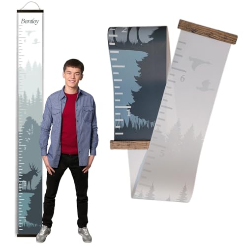 Woodlands Moose Canvas Growth Chart for Wall Nursery Decor -