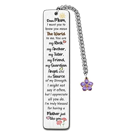 Mum Bookmarks Christmas Gift Bookmark Mummy Birthday Present I Love You Mom Retirement Appreciate Love Quotes Engraved Keepsakes Mommy You Are the World to Me Mothers Day Gifts Ideas from Son Daughter Cover