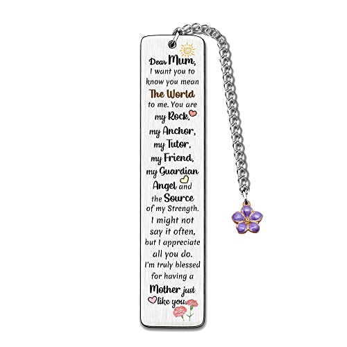 Mum Bookmarks Christmas Gift Bookmark Mummy Birthday Present I Love You Mom Retirement Appreciate Love Quotes Engraved Keepsakes Mommy You Are the World to Me Mothers Day Gifts Ideas from Son Daughter