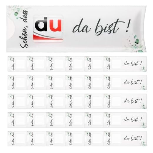 Clabby 30 Schön Dass Du Da Bist Geschenke Hülle Filz Schokoriegel Geschenkbox Schokolade Verpackung Geschenk Kompatibel mit Duplo für Hochzeit Taufe Firmung Geburtstag ohne Schokolade(Eukalyptus Stil)