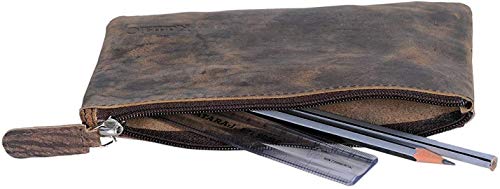 KomalC Leather Pen Pencil Stationery Case Pouch Sleeve