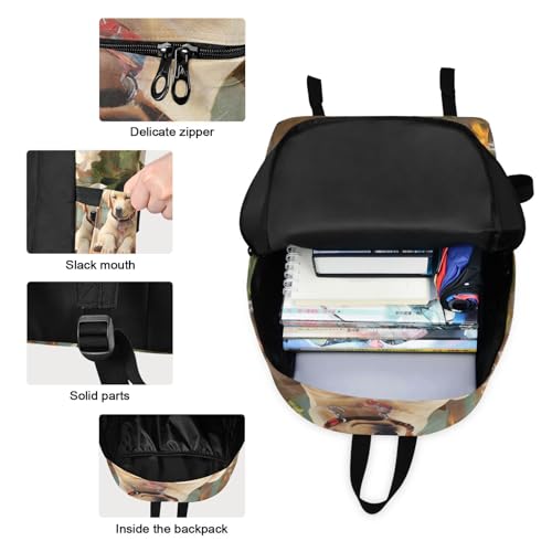 Backpack Lunch Box Set Large Capacity Travel Backpacks and Insulated Lunch Bag for Commute Hiking Picnic Swing Labrador Print3