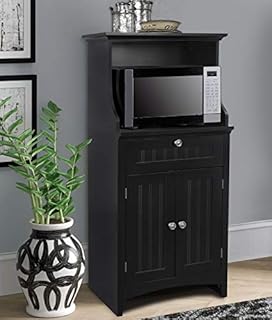 OS Home and Office Coffee Maker Utility Cabinet in Black kitchen microwave cart