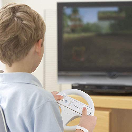 Steering Wheel For Wii Controller, 2 Pcs White Racing Wheel Compatible With Mario Kart, Geeklin Game Controller Wheel For Nintendo Wii Remote Game-White #TOP4