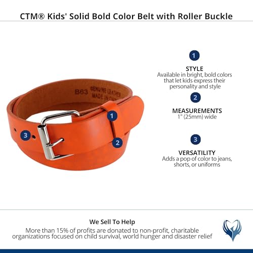 CTM Kids' Solid Bold Color Belt with Roller Buckle4
