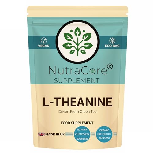 Image of L-Theanine 400mg Capsules – High Strength Green Tea Derived Amino Acid – Supports Relaxation, Calm & Focus – Vegan Supplement, UK Made, Non-GMO, No Fillers – NutraCore (90)