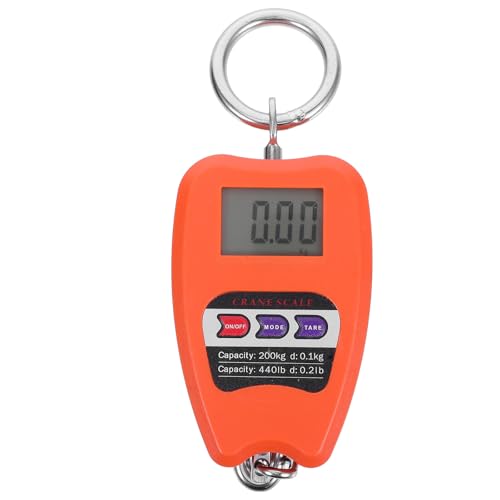 FRCOLOR Báscula Digital Colgante Portátil 200 Kg con Gancho para Pesar Equipaje Industrial y Pesca Mini Báscula Electrónica de Mano Naranja sin Batería Adecuado para Viaje y Uso