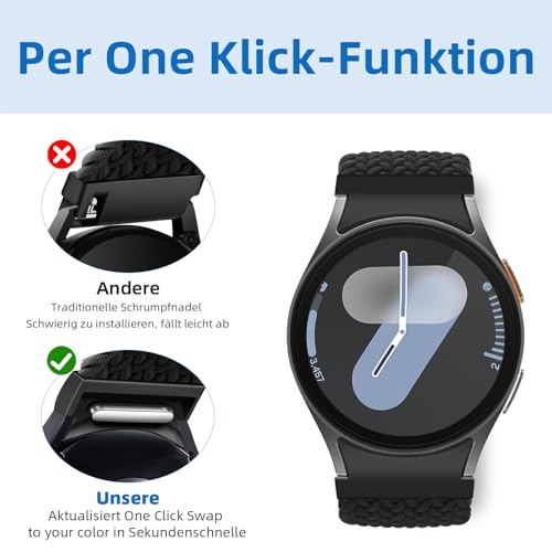 Geflochtenes Armband Kompatibel mit Samsung Galaxy Watch 7 6 5 4 40mm 44mm/6 Classic 43mm 47mm/5 Pro 45mm No Gap Armband mit Magnet Galaxy Watch Band für Damen Herren(Dunkelgrün) – Bild 3