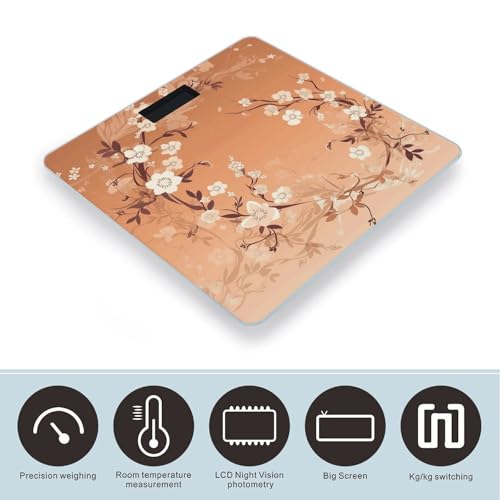 Báscula digital para baño con diseño floral y pantalla LCD miniatura 3