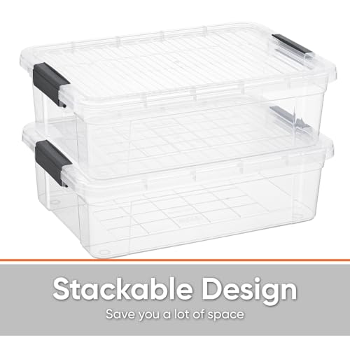 Image of Superio Storage Bins with Lids, Clear Plastic Containers for Organizing, Stackable Totes, BPA Free, Odor Free, Organizer Boxes for Home, and Dorm (3 Pack, 22.75 Qt)
