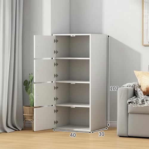 Image of EXVITO 4 Door Premium Wooden Multi-Door Wardrobe Cabinet with Shelves | Space Saving Clothes Organizer Almirah for Bedroom, Living Room & Kids Room | Elegant Storage Almirah (Off-White, 4 Door)