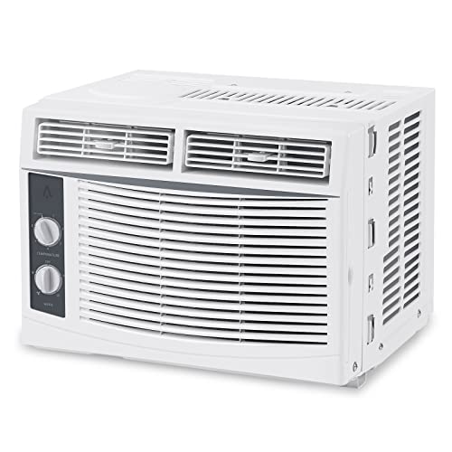 Image of Window Air Conditioner, 5000 BTU Window-Mounted Room Air Conditioners, Mechanical Control AC Unit With Easy Install Kit, 2 Cooling & Fan Speeds, 2-Way Air Flow, Auto Restart, Cools 150 sq.ft