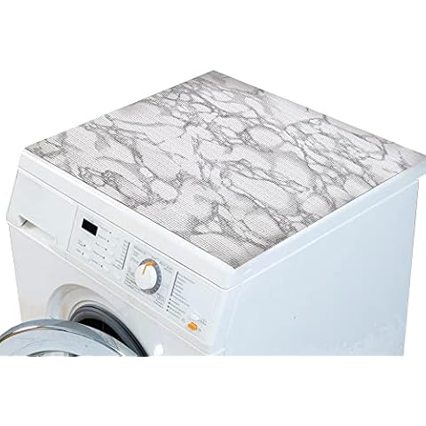 matches21 Waschmaschinenauflage Waschmaschinenmatte Moderne Marmor Stein-Optik Waschmaschine Trockner Abdeckung rutschfest waschbar Polyester & Vinyl grau 1 STK 60x60 cm Cover