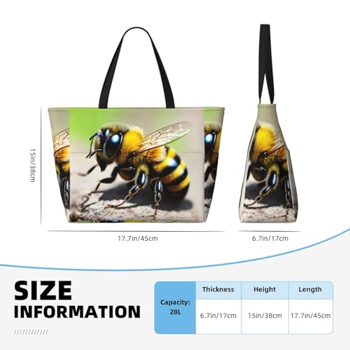 Large Capacity Beach Bag - print Waterproof Travel Bag Cute little bee Multi-Pocket Tote for Vacation Gym Women4