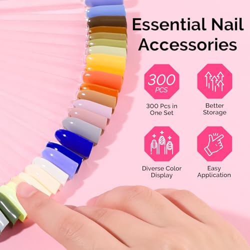Image of MelodySusie 300 Pcs Nail Swatch Sticks with Ring, Clear Swatches for Gel Polish, Transparent Acrylic Practice Tips, Suitable for Displaying Colors, Training Nail Art for Beginners and Professionals