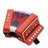 Hey Play Kids Accordion - 10 Key Beginner Instrument with Song Sheet - Red