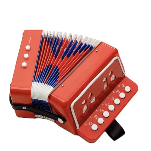 HEY! PLAY! Accordion - Kids Accordion with 10 Keys for Beginners - Accordion Instrument with Song Sheet Included - Kids Musical Instruments by Hey Play (Red)