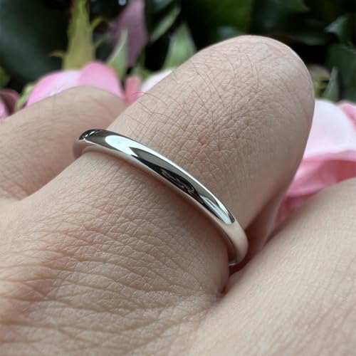 Image of TUTISS 2mm 3mm 4mm 5mm 6mm 7mm 8mm 10mm White Tungsten Rings for Men Women Engagement Wedding Bands Domed Polished Shiny Comfort Fit