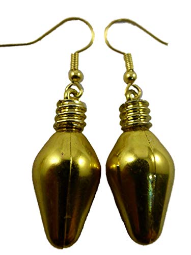 Preisvergleich Produktbild Ohrringe Hänger Ohrhänger Lämpchen Glühbirne Tannenbaum grün / gold Weihnachtsfest Heilig Abend 13.393