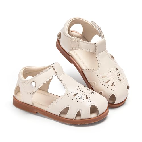 Image of ESTINE Toddler Girls Little Kids Close Toe Sandals - Flower Girl Dress Flats Summer Shoes
