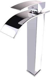 Hoch Wasserhahn Wasserfall Bad, Einhebelmischer, Waschtischarmatur Chrom, Keramikventil Waschtischmischer