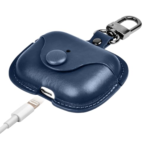 Image of Case Cover for Apple AirPods Pro 2 | Premium Leather Case with Carabiner | Only for Apple Airpods | Oxford Blue