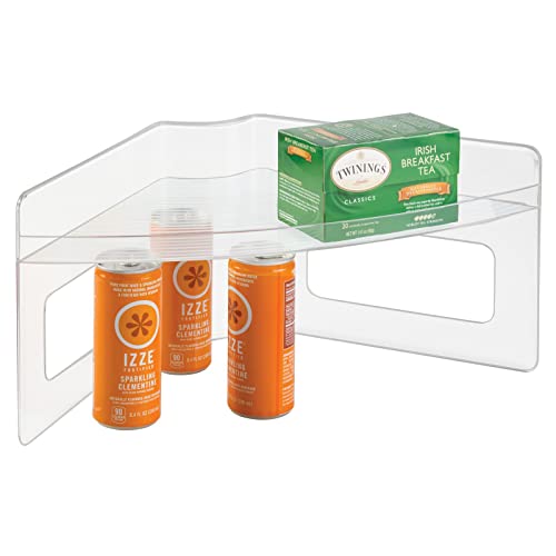 MetroDecor mDesign Home Kitchen Lazy Susan Storage Shelf with Handle for Kitchen Cabinets, Pantry - Clear