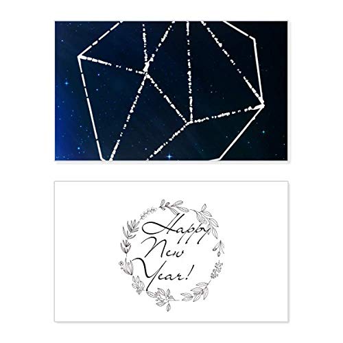 Tarjeta de felicitación conmemorativa de Año Nuevo azul y fantasía