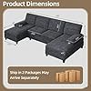 U-Shaped Sectional Sofa with Double Chaise,Linen Fabric 4-Seat Modern Couch, Removable Pillows for Apartment Living Room, Black