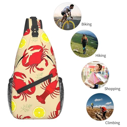 Mochila Cruzada Unisex Estampado Langosta y Cangrejo miniatura 6